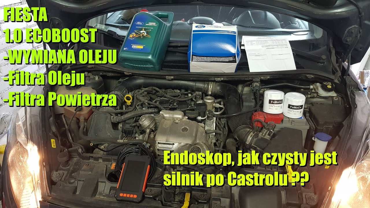 Pierwsza Wymiana Oleju w FORD FIESTA 1.0 ECOBOOST PoZa ASO Wymiana filtra powietrza + Endoskop Miski