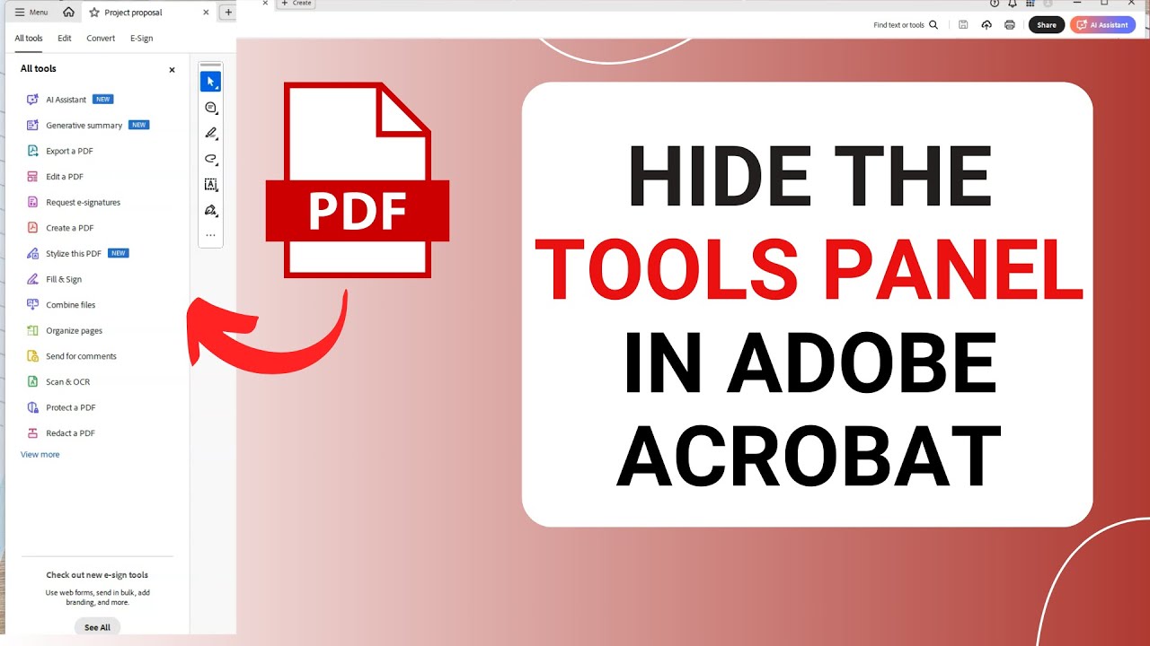 How to Hide Adobe Reader Tools Panel