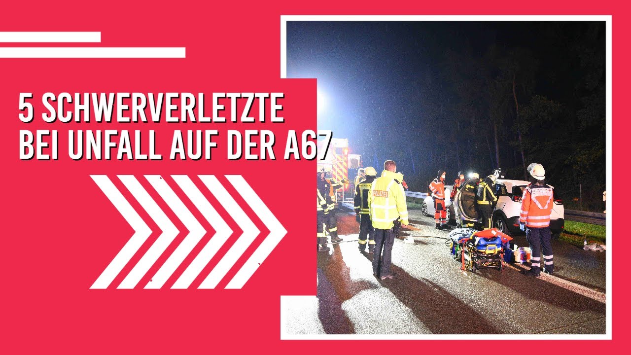 5 Schwerverletzte bei Unfall auf der A67 bei Viernheim