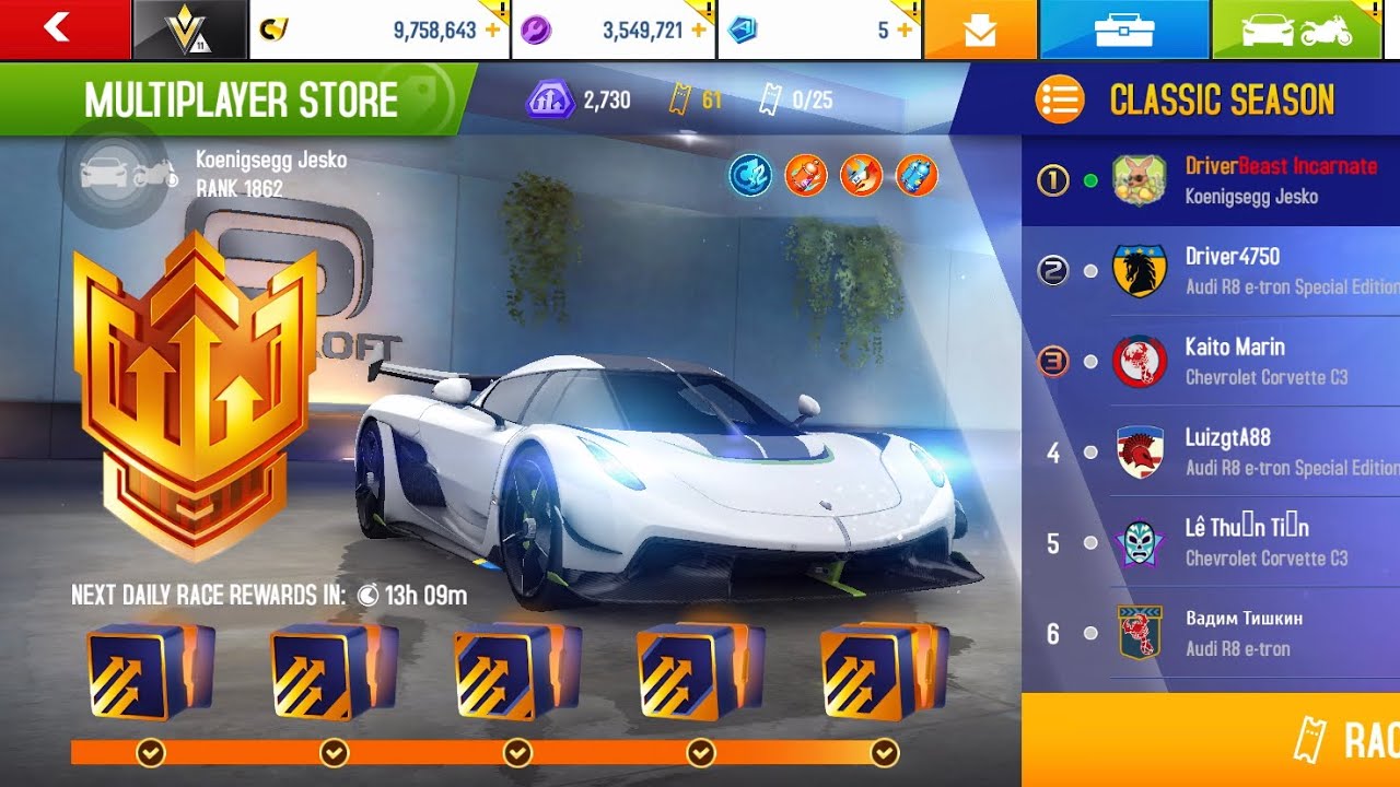 Asphalt 8, Multiplayer Classic Season Elite League Reached Top 1 Leaderboard