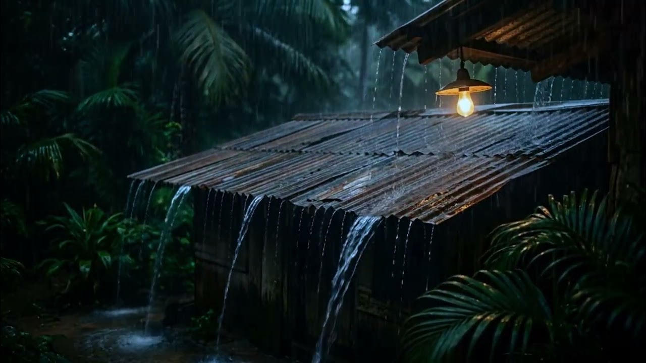Sleep Soundly in 5 Minutes with Pouring Rain & Thunder on Fragile Tin Roof in Deserted Rural