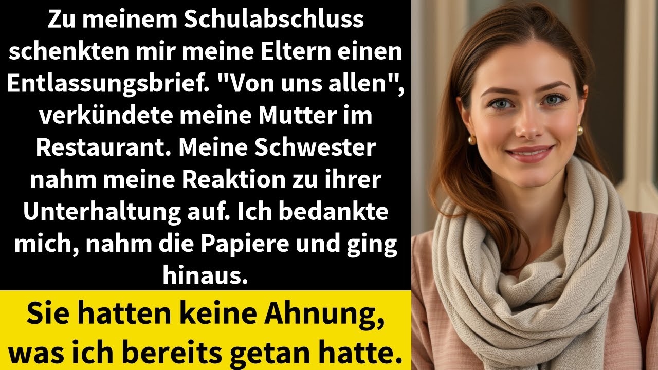 Zu meinem Schulabschluss schenkten mir meine Eltern einen Entlassungsbrief. 