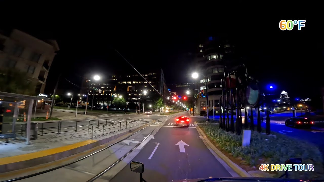 CHARLOTTE DRIVING AT NIGHT - 4K VIDEO
