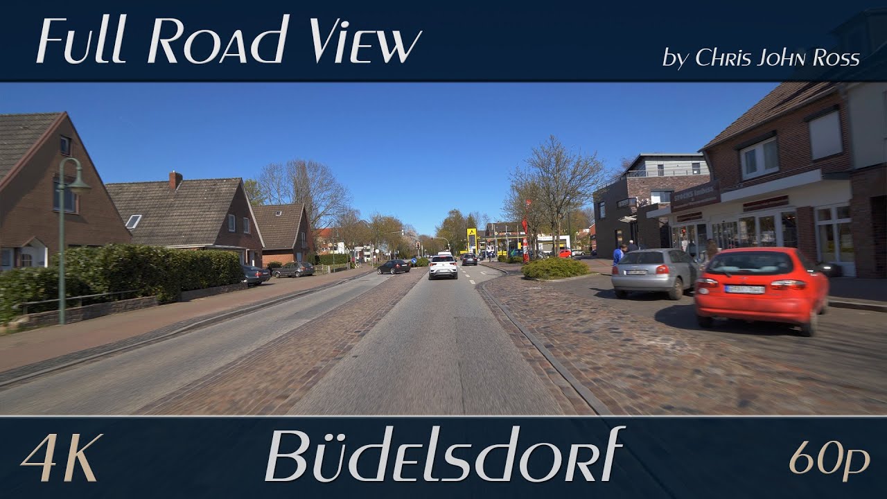 Büdelsdorf, Schleswig-Holstein, Germany: Brückenstraße, Hollerstraße, B203 - 4K (2160p/60p) Ultra HD