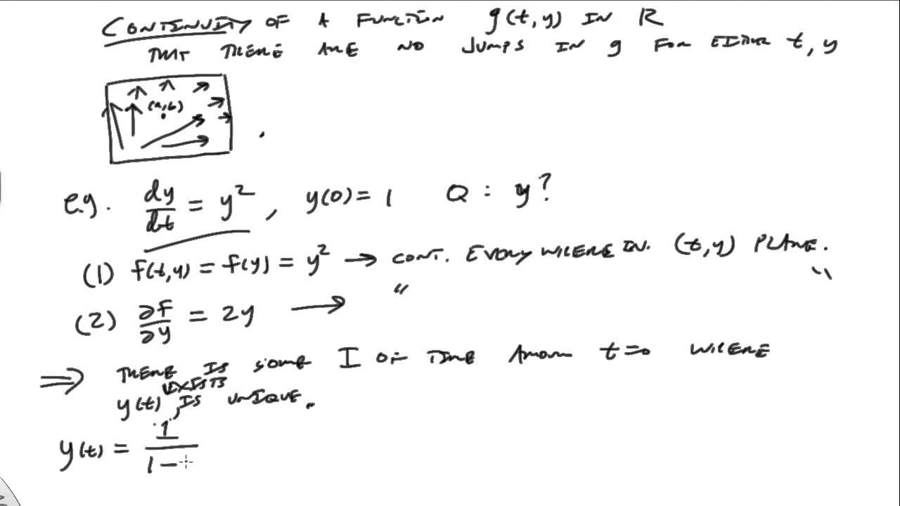 Existence and uniqueness of solutions to DEs