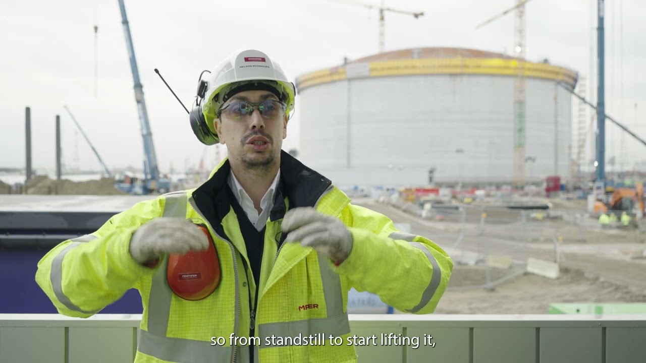 How do you put the 900 tonne roof on a tank? By blowing it up!