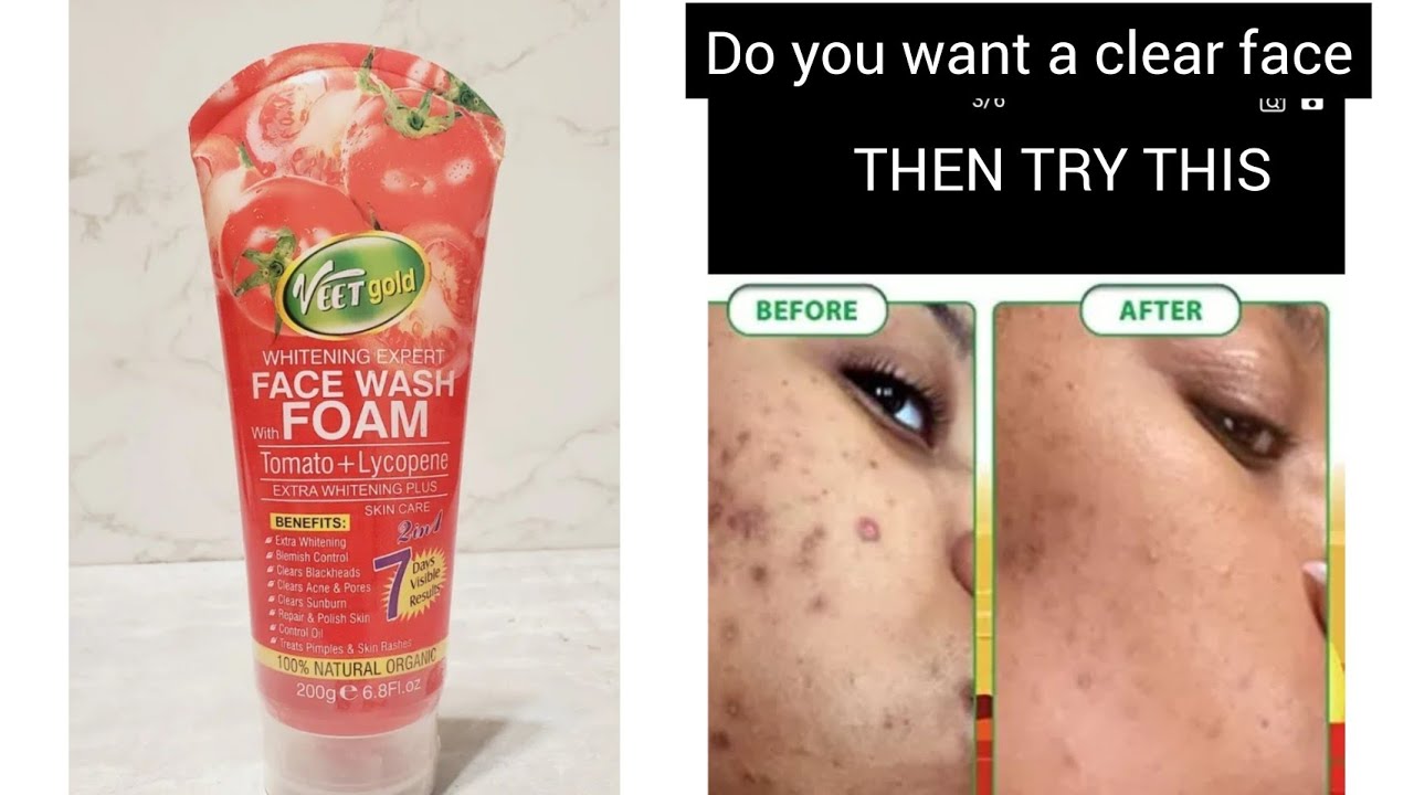 VEET GOLD  WHITENING  EXPERT FACE WASH  WITH FOAM TOMATO PLUS LYCOPENE EXTRA WHITENING  PLUS