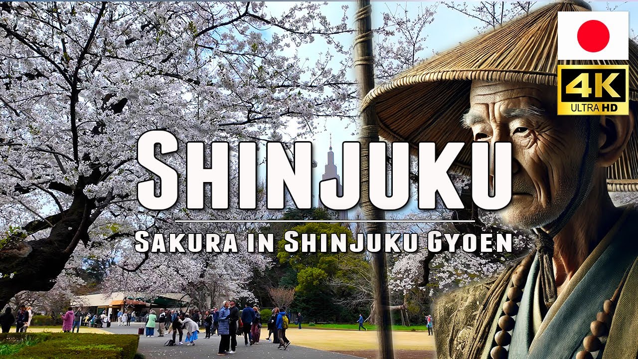 Japan Walk in Shinjuku Gyoen, Tokyo – One of the Best Cherry Blossom Spots? | Walking Tour 【4K UHD】
