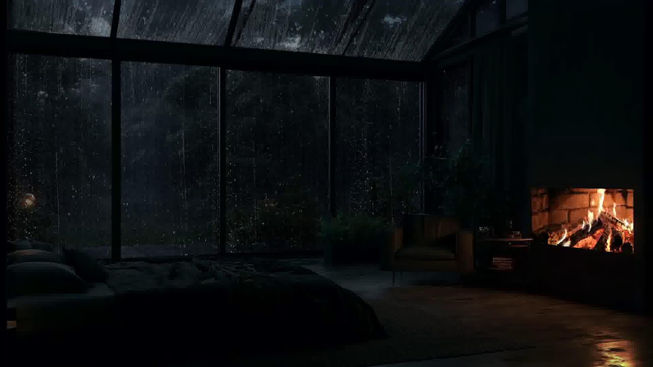 Listening to the sound of rain surrounding a warm cabin hidden among the trees