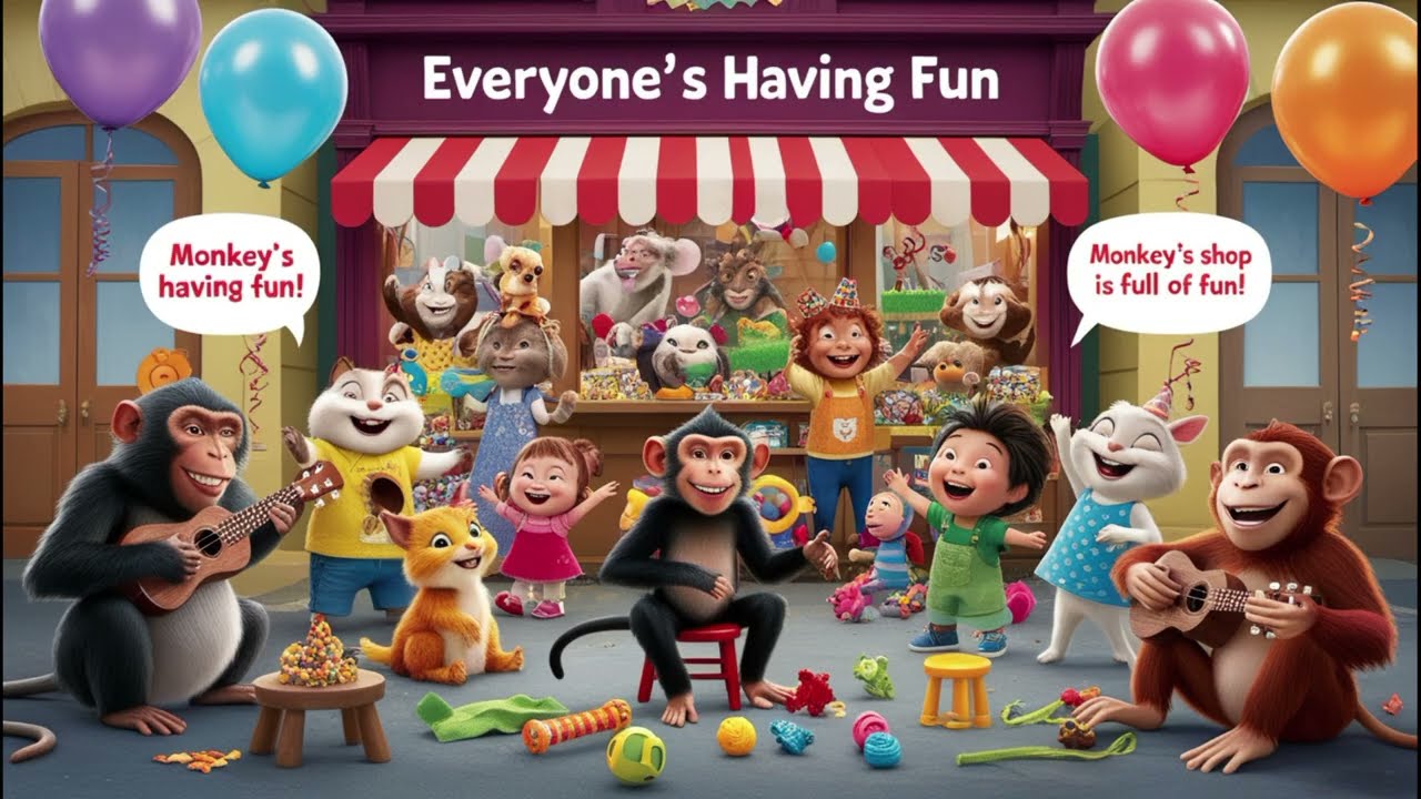 A Monkey Opened a Shop | Fun 3D Animation for Kids | Nursery Rhymes & Songs