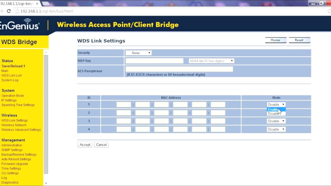 Setting Up a Point-to-Point Link using WDS Bridge Mode