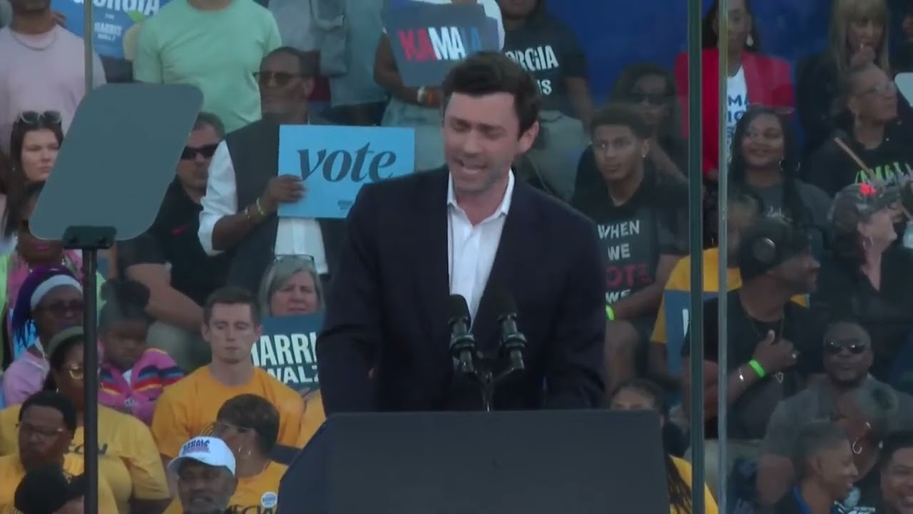 Sen. Jon Ossoff tells Kamala Harris supporters 'the nation looks to Georgia' at Atlanta rally