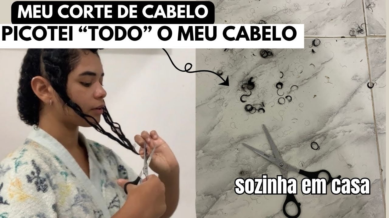 CORTEI MEU CABELO CACHEADO SOZINHA EM CASA 😱