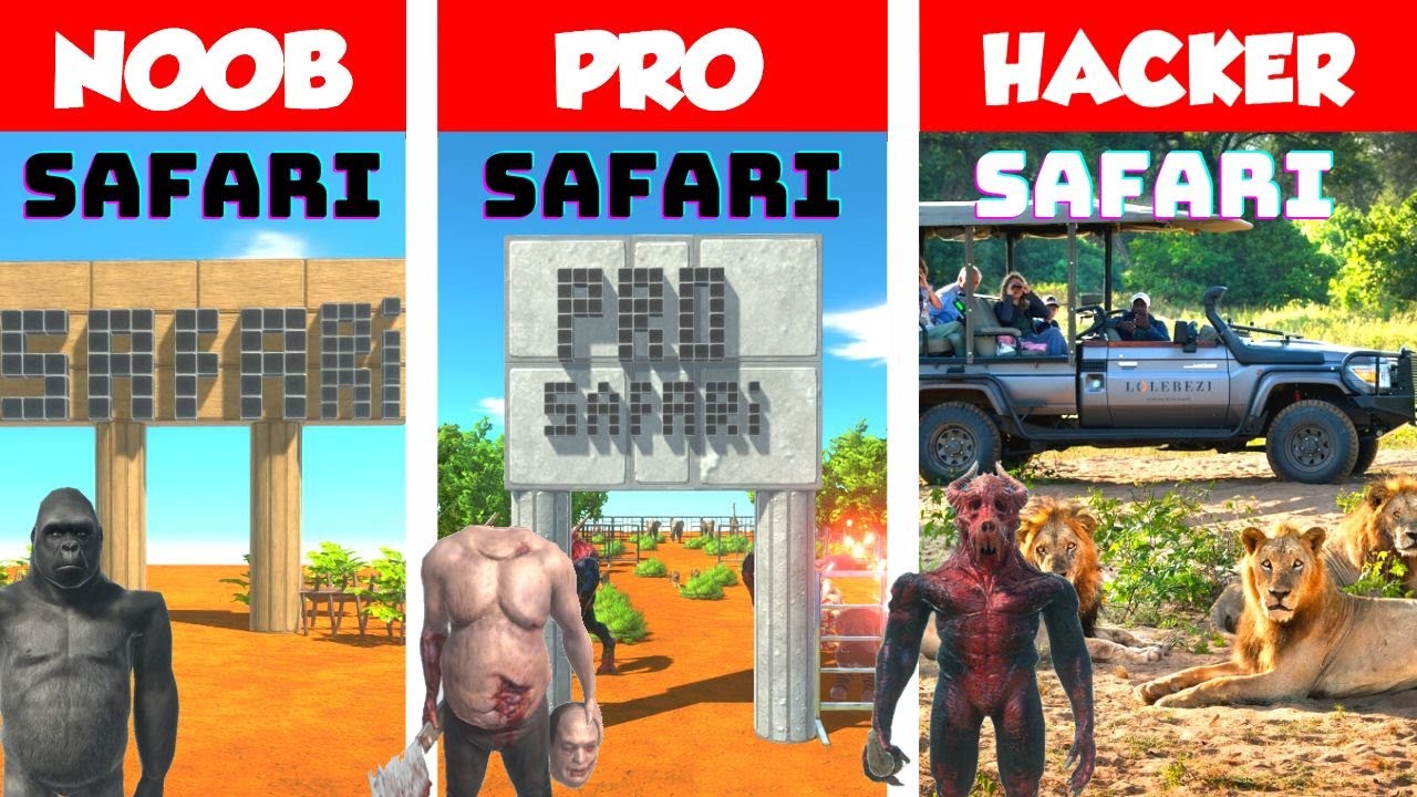 NOOB vs PRO vs HACKER   SAFARI BUILD CHALLENGE IN ANIMAL REVOLT BATTLE SIMULATOR