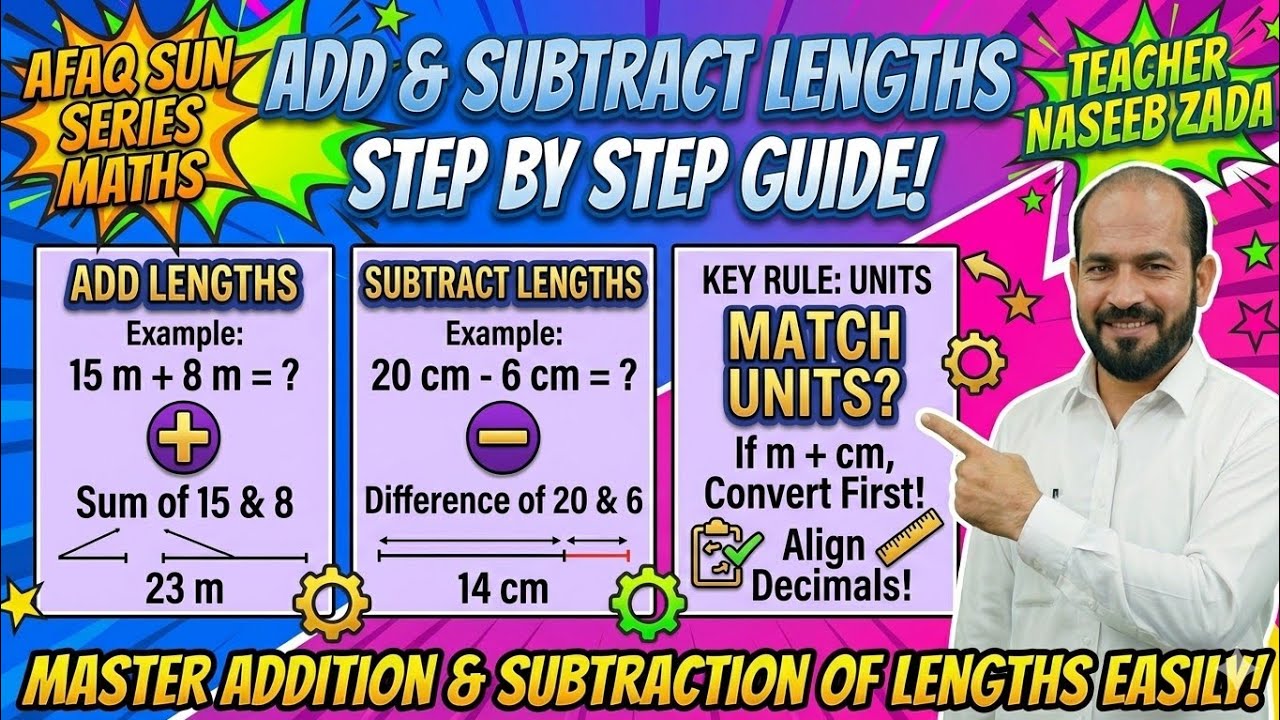 “How to Add / Subtract Km, M, Cm & Mm | Teacher Nasee Zada”