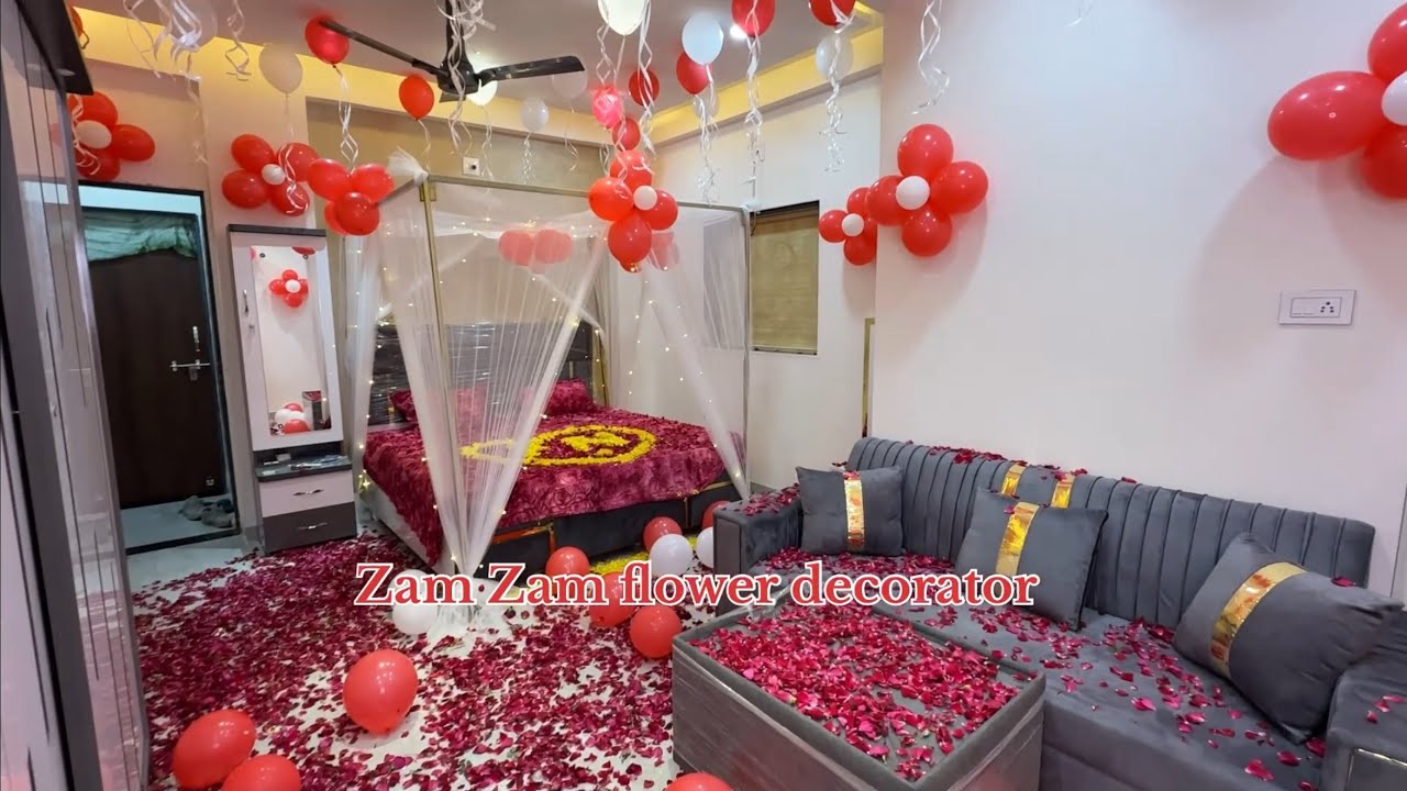 First night room decoration| wedding night room decoration wedding bed decoration| Just Married
