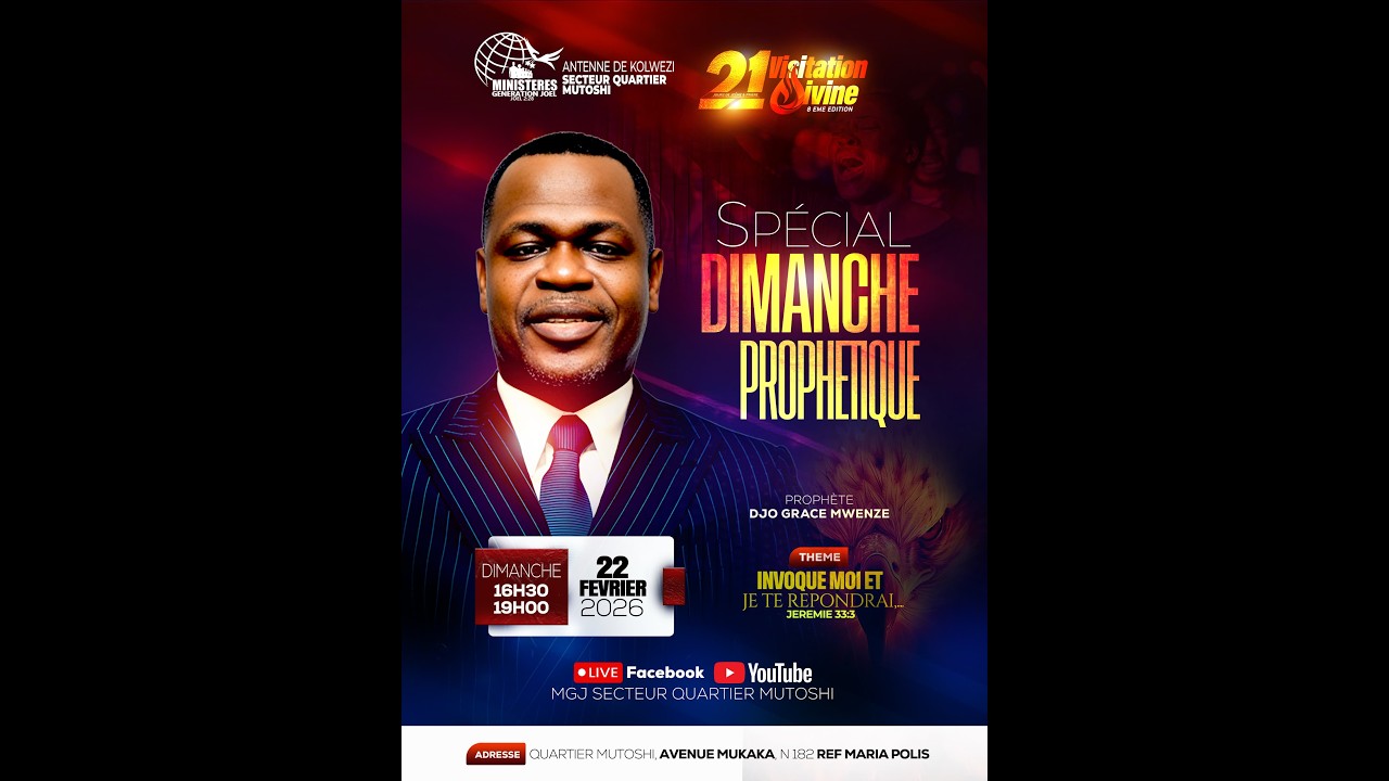 DIMANCHE PROPHETIQUE AVEC PROPHETE DJO GRÂCE MWENZE