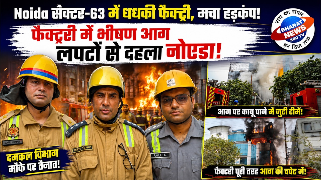 NOIDA FIRE HORROR: Massive Blaze Engulfs Factories in Sector-63, Black Smoke Covers Sky&rdquo;