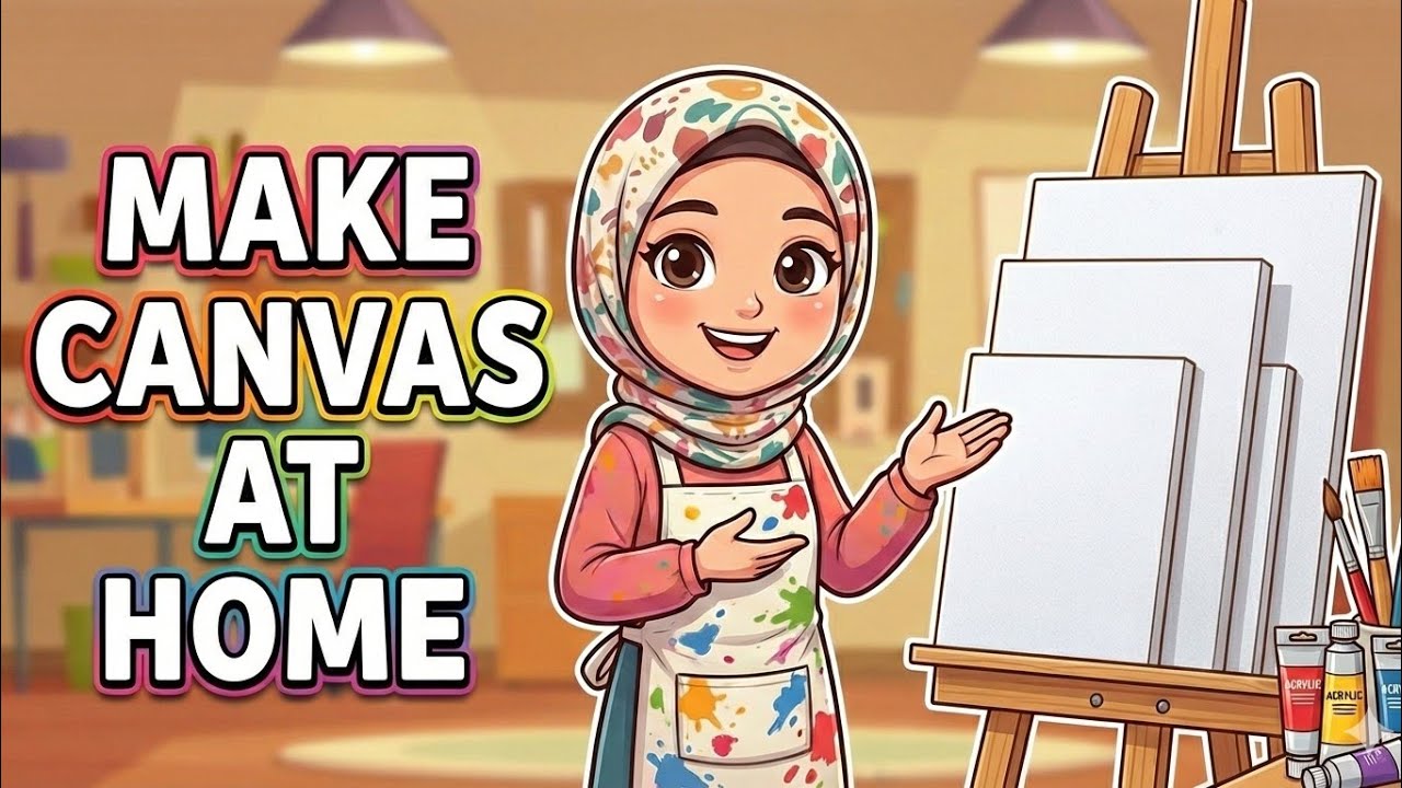How to Make Canvas At Home With Cardboard | Bismillah Painting Art