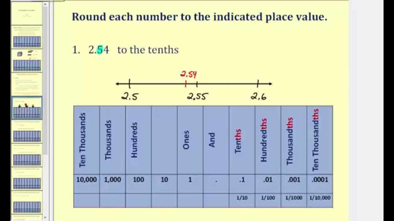 Decimal Notation:  Rounding Decimals