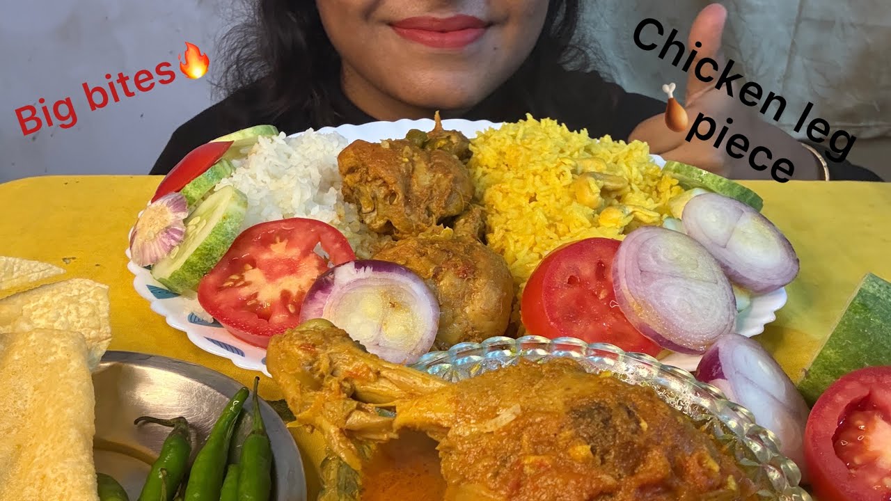 Basanti Palou And Chicken Legpiece Mukbang| Food Feast With Extra Gravy🍗😋#eatingshow #indianmukbung