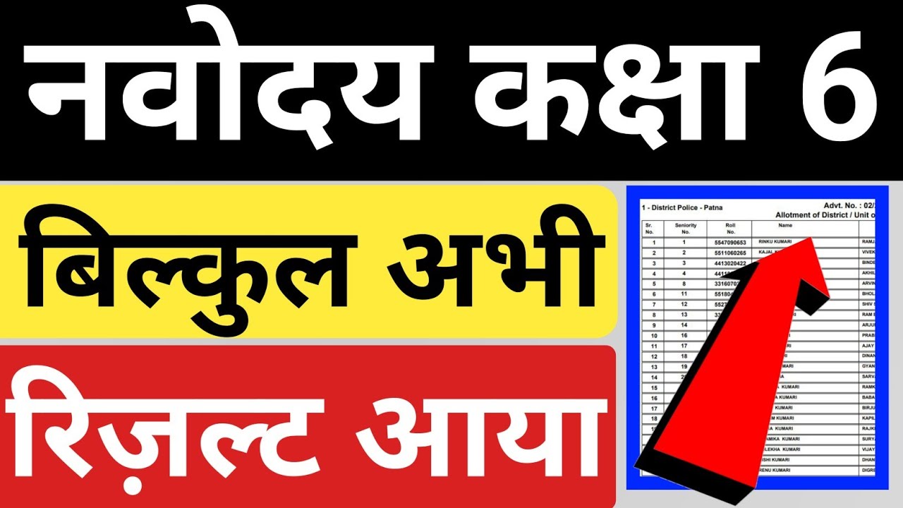 Jawahar navoday Vidyalay class 6 result 2021 I jnv class 6 result 2021