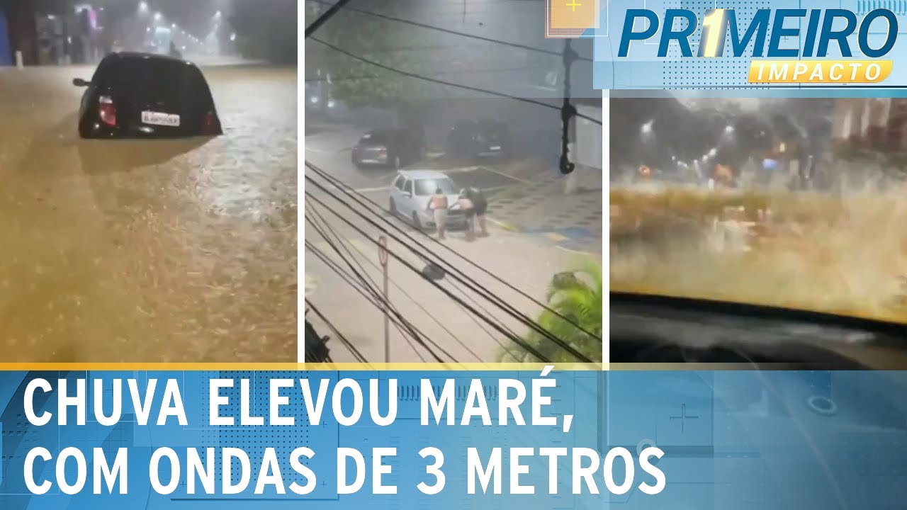Cidade no litoral de SP tem 350mm de chuva, acima dos 260mm esperados  | Primeiro Impacto (08/03/24)