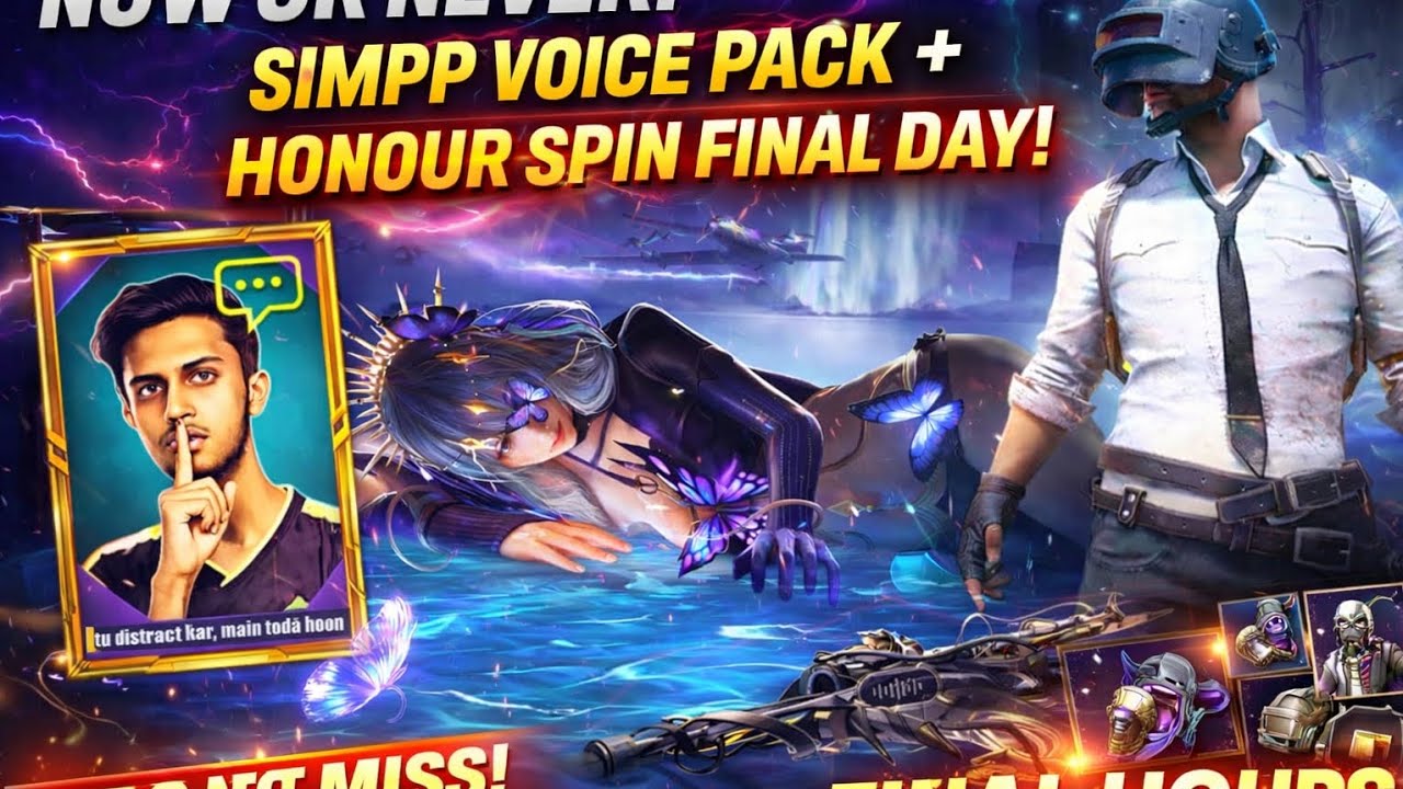 Simpp Voice Pack Out Now 🎤 | Honour Spin LAST DAY Warning ⚠️ #bgmi #viral #event #everyone #voice
