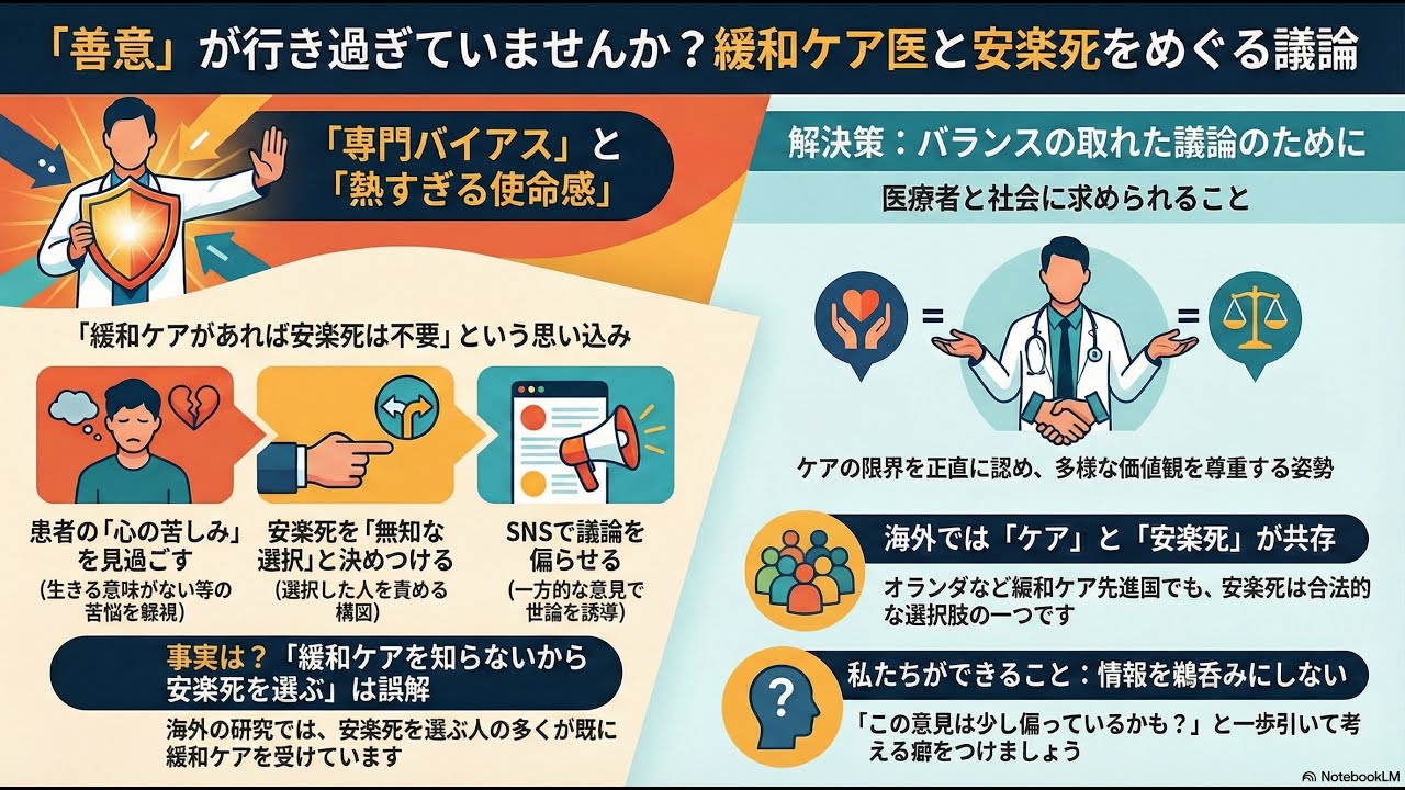 「緩和ケアがあれば安楽死はいらない？」│緩和ケア医の善意と専門バイアス│【終末期医療の真実／安楽死 vs 緩和ケアの比較】