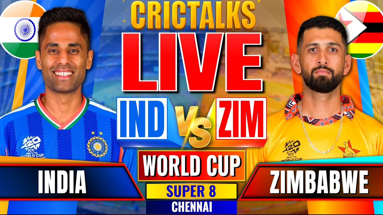 🔴 IND vs ZIM, Cricket Live Scores & Commentary, T20 World Cup 2026,  1st Innings Live Match Today