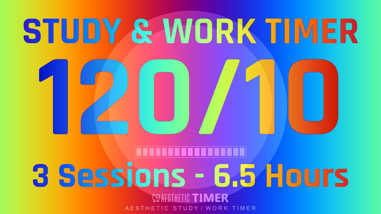120/10 Silent Pomodoro Timer | No Music Study Session, 3 Sessions, Focus Study, Gentle Alarm