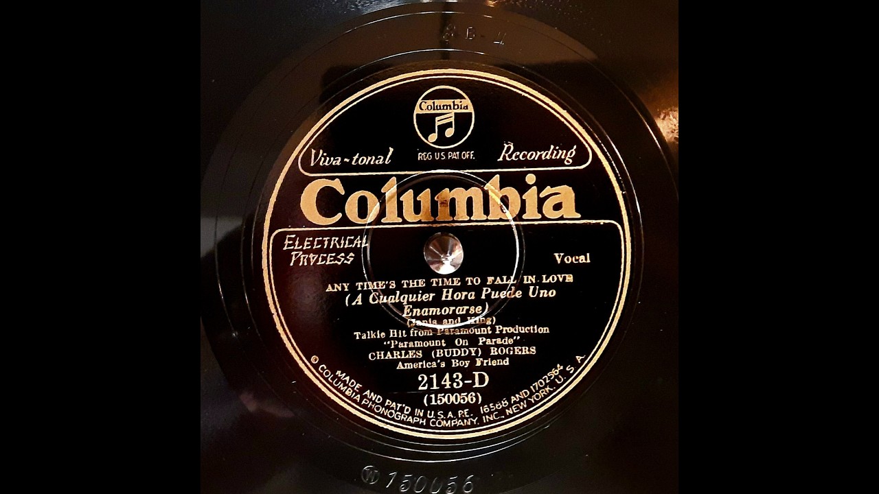 CHARLES BUDDY ROGERS – ANY TIME’S THE TIME TO FALL IN LOVE – COLUMBIA 2143