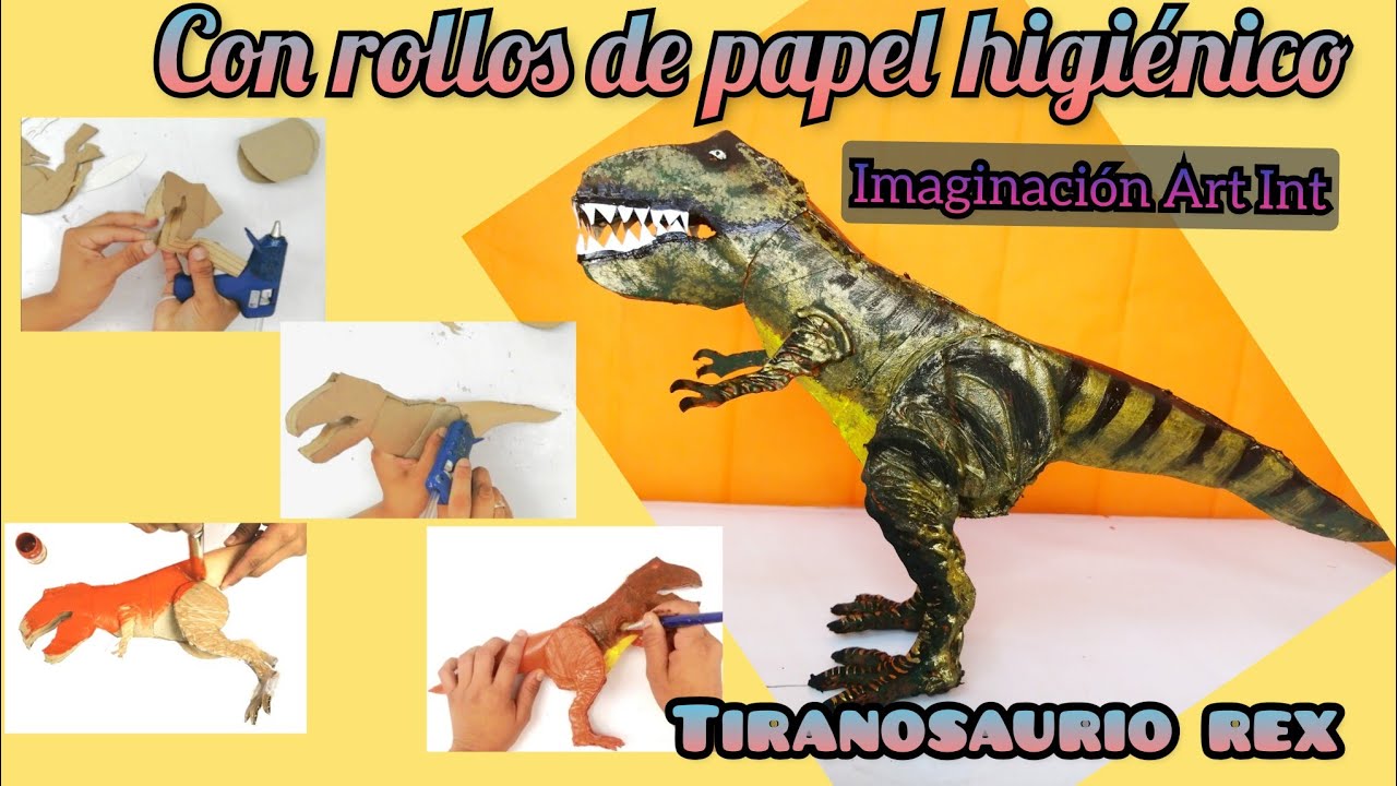Cómo hacer un tiranosaurio rex de cartón. hecho con rollos de papel higiénico