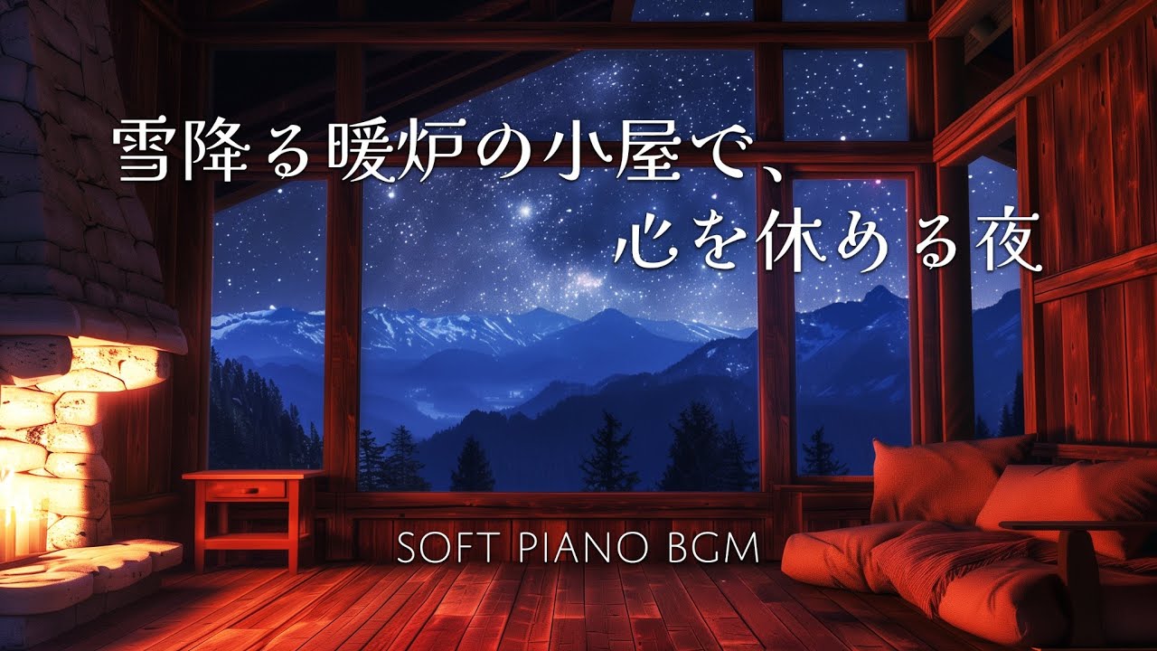雪降る暖炉の小屋で、心を休める夜｜作業用・睡眠用BGM