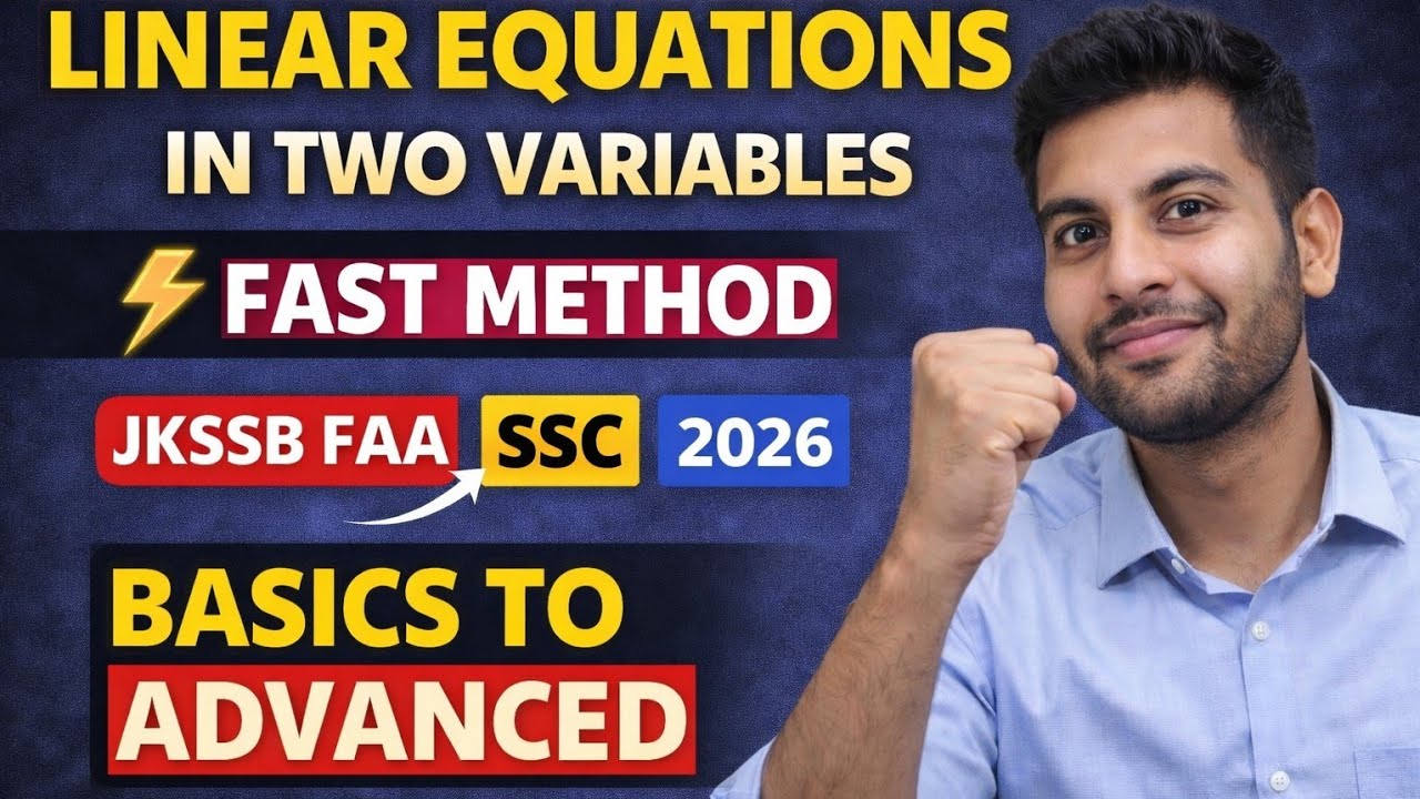 JKSSB Finance Account Assistant Maths 🚀 Linear Equation in Two Variables Made Easy”