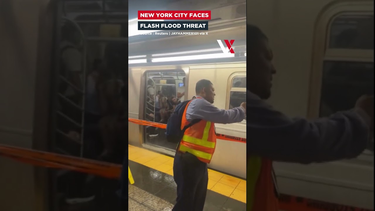 NYC Subway Soaked | Water Pours From Ceiling As Heavy Rain Batters New York | VERTEX