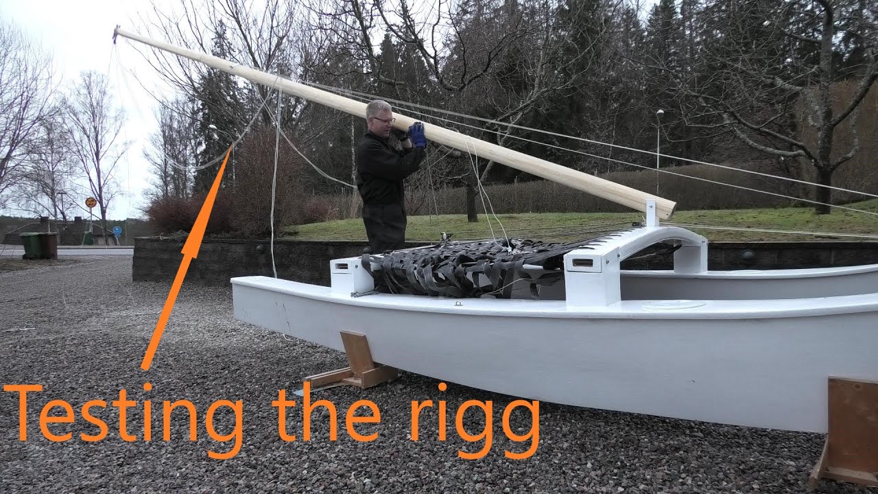 Raising the newly built mast, wooden look, hollow, light and strong, does it fit? #216