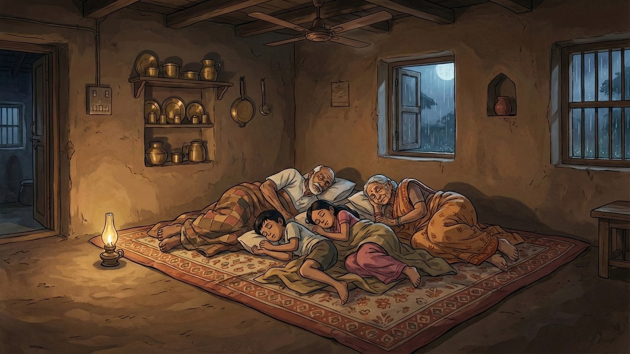Monsoon Day with Grandparents | Indian Grandma Cooks Curry During Heavy Rain | Ghibli Slow living