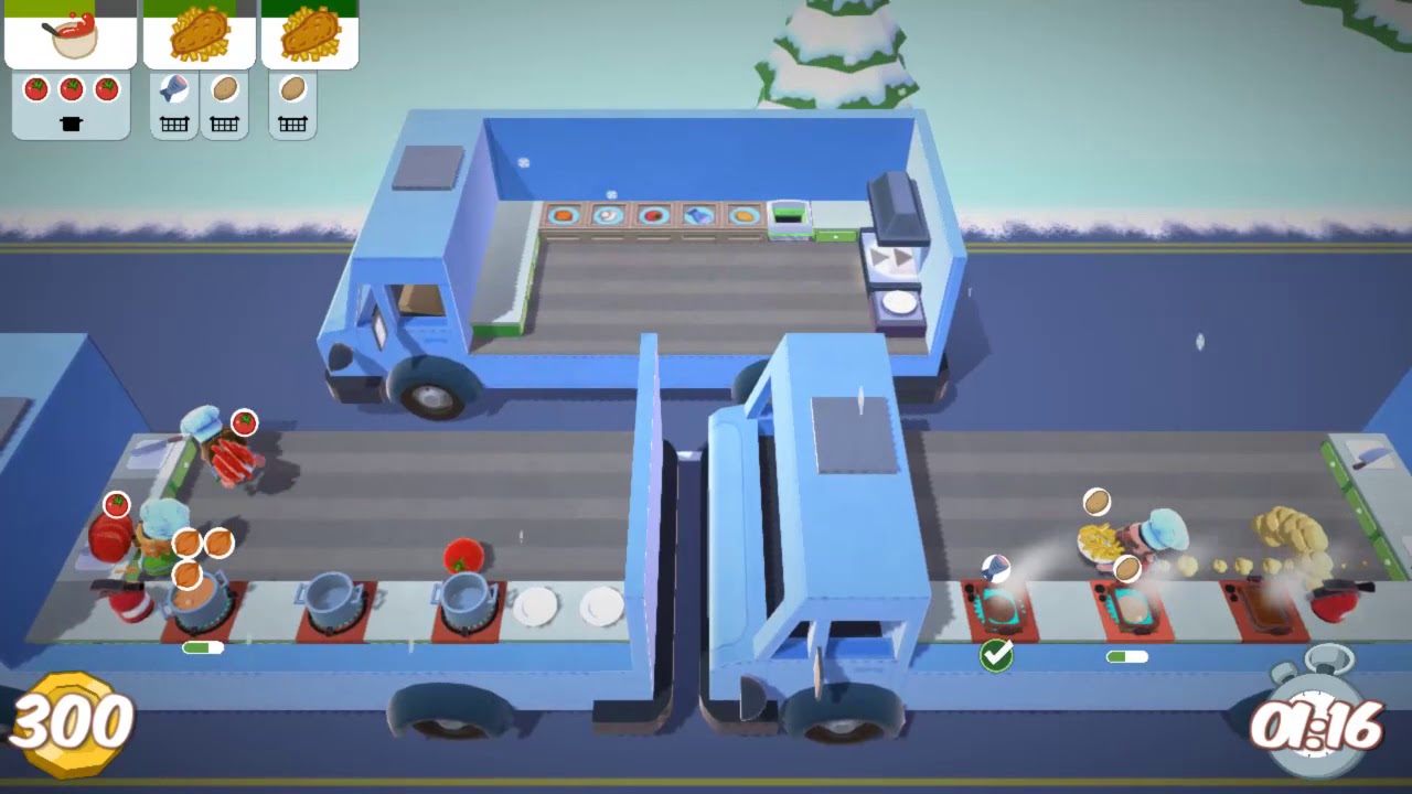 Overcooked Level 3-3 3 player coop 3 stars score 444