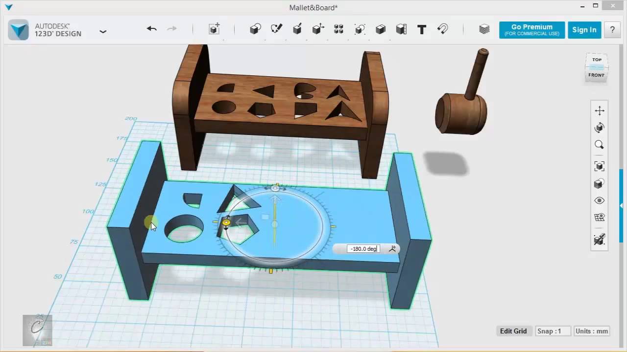 123D Design Tutorial Basics Exercise 1 - Mallet and Board