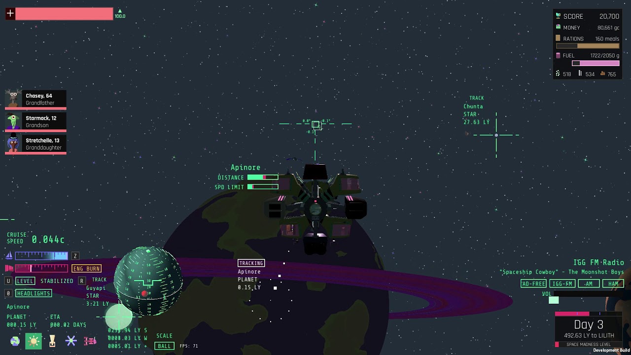 Gameplay: how casual space navigation/flight mechanics blend with planet exploration