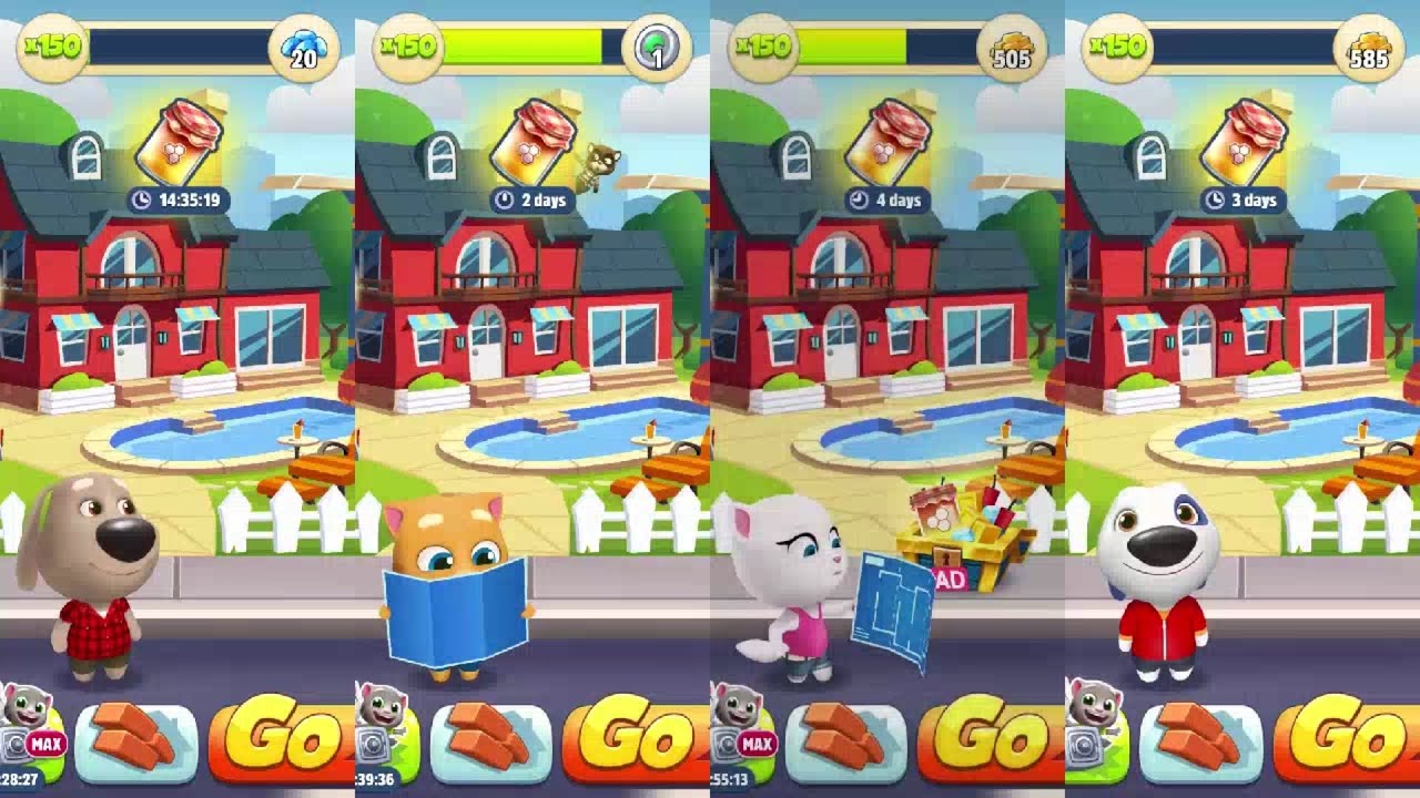Talking Tom Gold Run Buzzing Sprint event Ben vs Ginger vs Angela vs Hank vs Roy Raccoon Gameplay