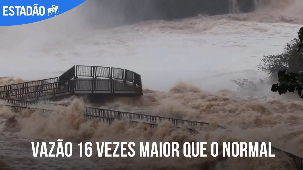 Cataratas do Iguaçu registram vazão 16 vezes maior que o normal devido às fortes chuvas