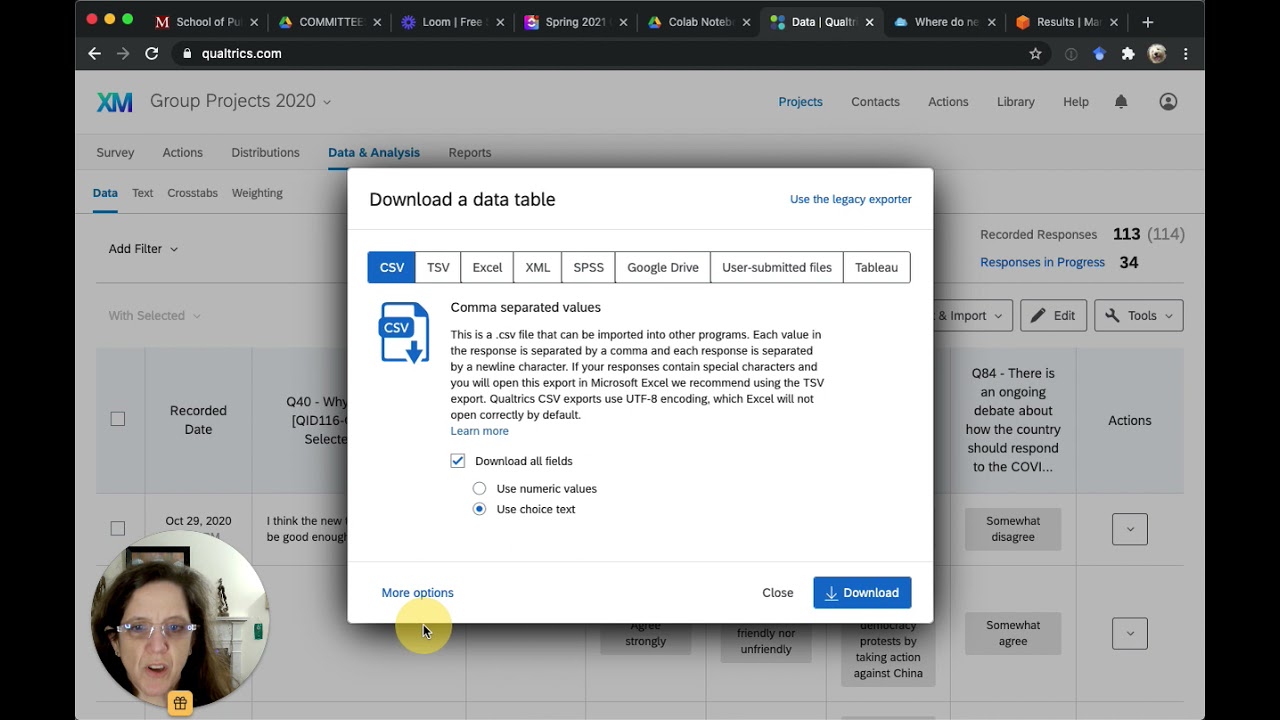 Exporting Survey Info and Data from Qualtrics