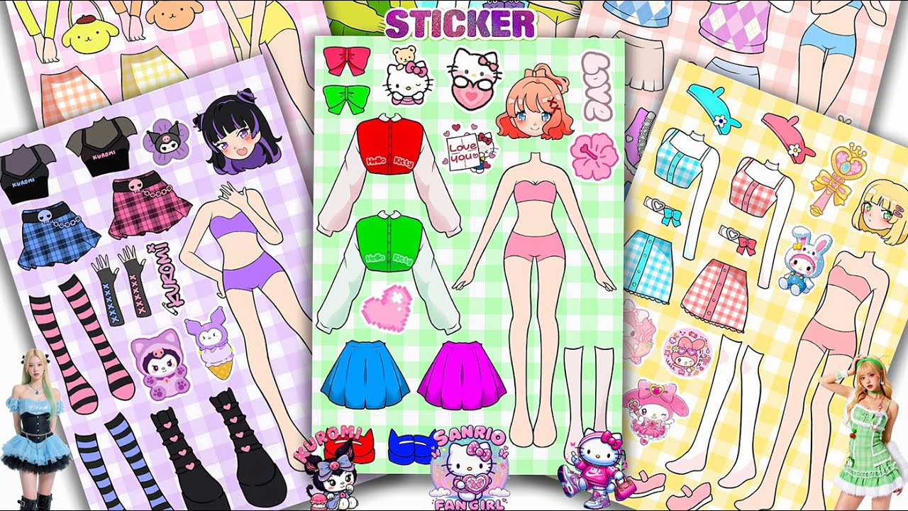 Oddly Satisfying ASMR Sticker Book Sanrio Fan Girl Kuromi, Hello Kitty & My Melody! 💖 Paper DIY #209