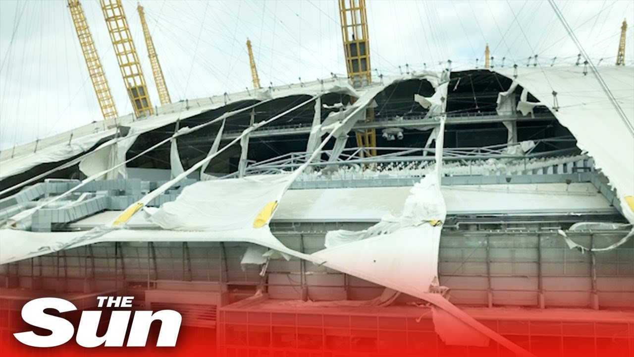 Storm Eunice - O2 Arena has roof torn off by fierce 122mph winds
