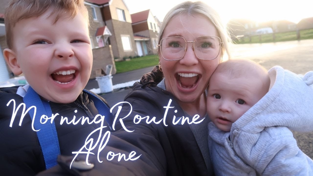 MORNING SCHOOL RUN ROUTINE ALONE WITH 2 KIDS | ellie polly