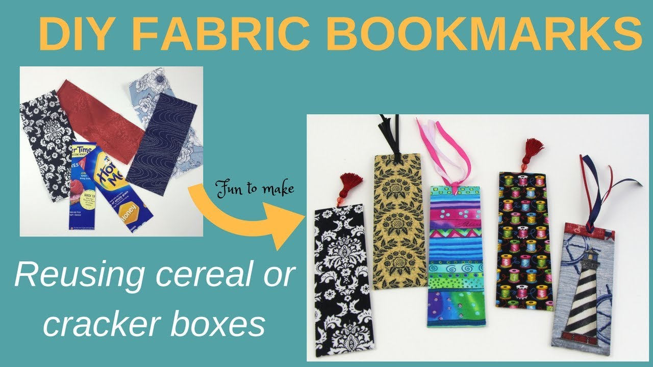 Make fabric bookmarks reusing cereal boxes (no sewing!)
