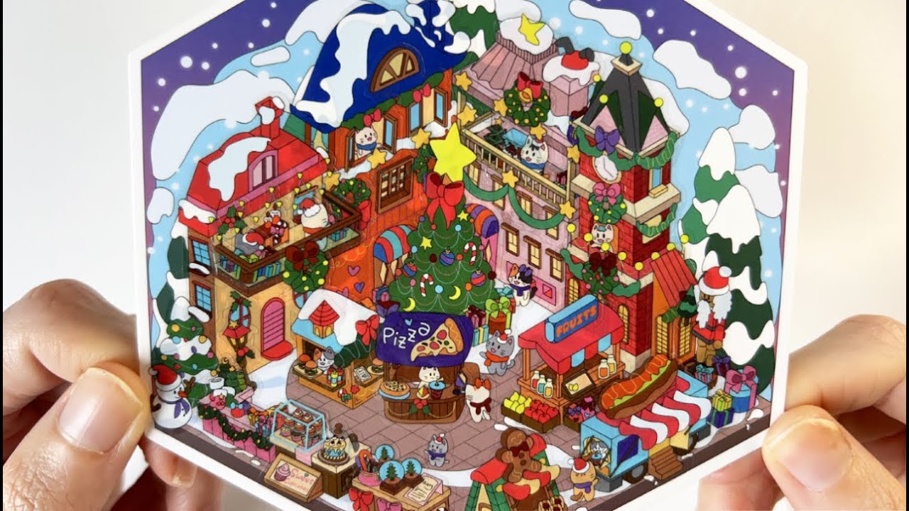 DIY a Cat Christmas Market🎄🎅🏻 | [ASMR] scene stickers 