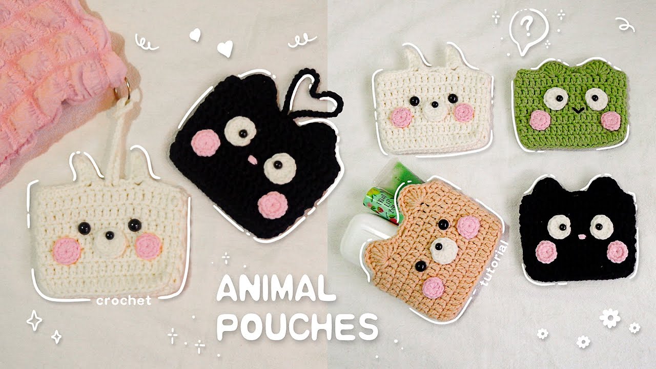 🎁 How to crochet animal pouch wallets(Bunny,Frog,Dog and cat)tutorial｜Easy&Fast#crochet#amigurumi